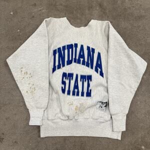 Vintage 1980s INDIANA STATE HEAVYWEIGHT THRASHED COLLEGE CREWNECK SWEATSHIRT S